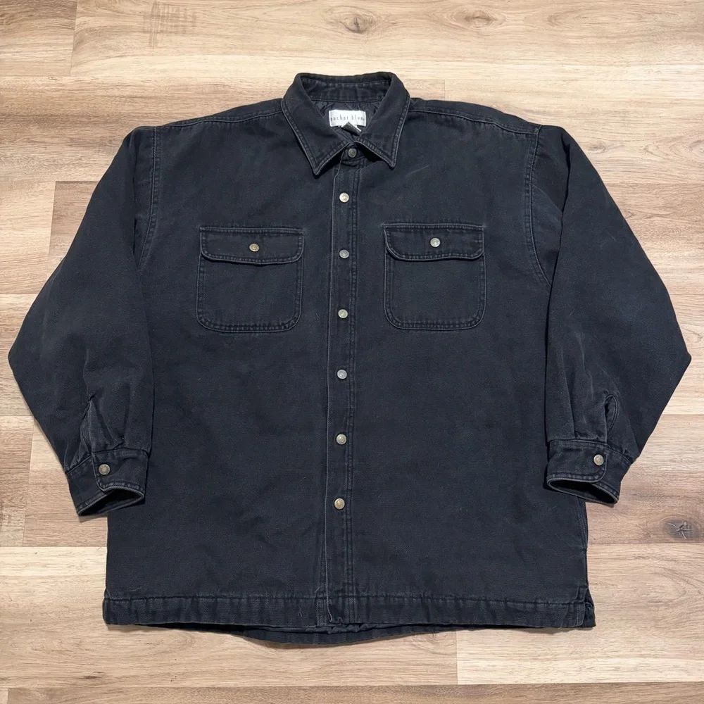 Vintage Anchor Blue Men’s Quilted Work Jacket Black Canvas Size XL